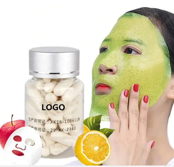 Tự Làm Thảo Dược Thành Phần Tinh Thể Collagen Làm Trắng Mặt Nạ Viên Nang