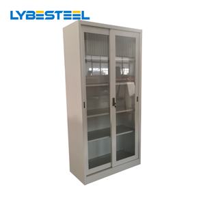 Armoire de rangement en métal bon marché d'usine, à démontage facile, avec 2 portes coulissantes en verre, pour bureau, cuisine, classement, étagères réglables - Product Image 2