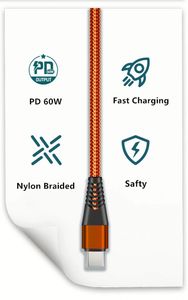 Wholesale Nylon Braided USB <b>Cable</b> with Charging Light Type-C/ Micro QC4.0 Fast 60W C to C Data <b>Cable</b> 1m For Phone 15 16 Pro Max - Product Image 3