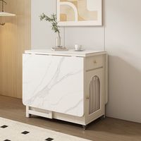 Ensemble de salle à manger pliable et extensible en bois couleur crème, design moderne pour les petites maisons, meubles de salle à manger rectangulaires gain de place