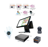 Sistema de Punto de Venta con Pantalla Táctil de 15.6 Pulgadas para Windows/Android, Caja Registradora para Tiendas Minoristas/Restaurantes con Inicio de Sesión por GMS y Reconocimiento de Venas de la Palma de la Mano