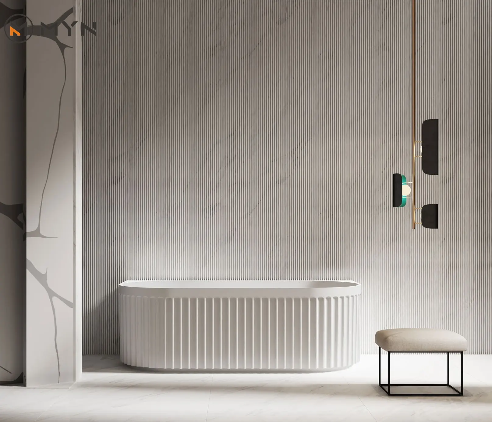 Modern Indoor White Striated Free Stand Alone Acrylic Bathtub Bath Tub Bathroom Freestanding Alone Soaking Bathtubs