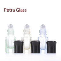 Bouteille à bille roulante octogonale en verre Transparent de 3ml, sous-emballage d'huile éolienne, petite bouteille d'échantillon avec couvercle doré