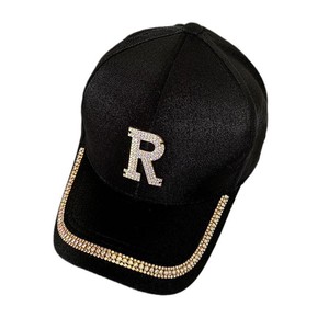Hua Liyu <b>Baseball</b> <b>Cap</b> Adjustable Cotton Rhinestone R Design Women's Duckbill Hat Stylish Commute - Product Image 5