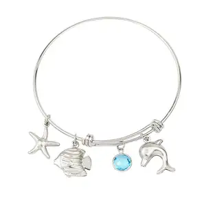 dolphin starfish charms ocean jewelry stainless steel bangle alex and ani bracelets & bangle