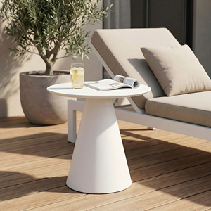 <span class=keywords><strong>Tavolino</strong></span> Laterale Conico di Lusso per Esterni, Resistente alle Intemperie, in Alluminio, per Divano, Villa, Fornitore Commerciale, Bianco - Product Image 1