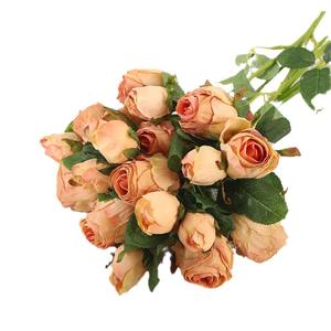 Ramo de Rosas Artificiales de 7 Cabezas con Bordes Quemados, Flores de Seda de Alta Simulación para Decoración del Hogar y Bodas - Product Image 5