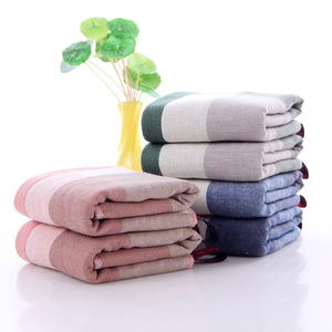 Serviette en gaze de coton pur Kim Ryan, 34x75cm, motif à carreaux japonais, serviette absorbante pour le visage, pour adultes, usage domestique - Product Image 4