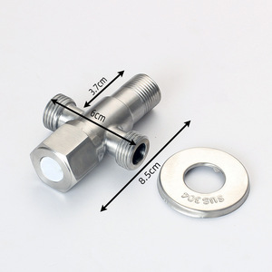 Válvula angular de acero inoxidable Crane Crown DN15 con rosca macho de 18 mm y doble salida para calentador de agua - Product Image 4