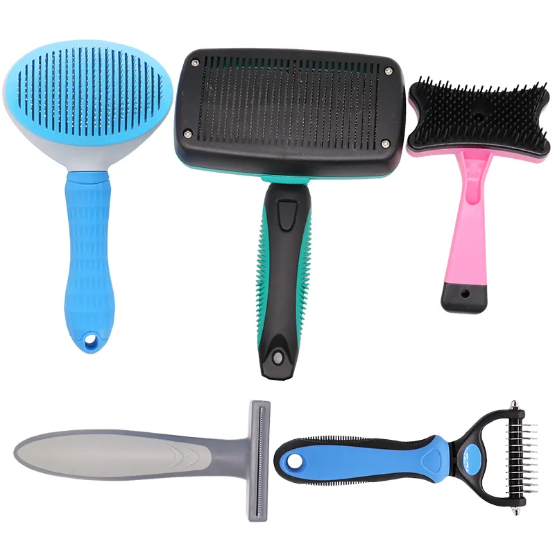 pet grooming supplies 2021 pet cleaning slicker grooming comb hair brush remover for dogs cats massage deshedding tool