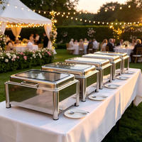 Luxuriöses Chafing Dish Set aus Silber mit Glasfenster für Restaurants, Buffets und Hotels – Speisenwärmer für Catering