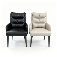 Chaise de salle à manger en cuir PU, pieds en métal, style moderne, faible MOQ, fabrication OEM, prix abordable, restaurant