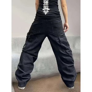 กางเกงยีนส์ผู้ชายสไตล์อเมริกัน ทรงหลวม ขากว้าง เอวกลาง ผ้าเดนิมสีเข้ม ขาดเซอร์ๆ แบบวินเทจ สำหรับฤดูหนาว - Product Image 5