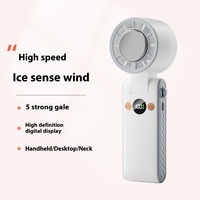 Ventilateur portable pliable M8 à affichage numérique, recharge USB, haute vitesse, 3000 mA, avec fonction de refroidissement par glace pour voiture, en plastique