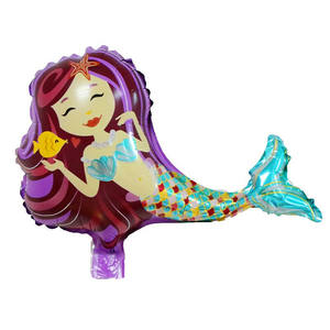 Vente en gros mini rose violet rouge dessin animé mer sirène princesse feuille ballon océan fête d'anniversaire jouets décoration - Product Image 4