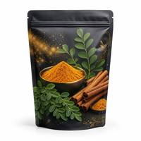 Sachet refermable personnalisé anti-odeur avec fermeture éclair pour emballage de thé, curcuma, moringa, poudre de cannelle