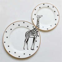 Assiette plate en céramique de 6 pouces, 8 pouces, grande assiette à dîner animal sauvage, service de vaisselle, 10 pièces/lot