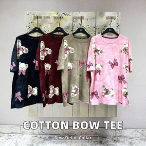 Women's 100% Cotton Crocheted <b>T</b>-<b>Shirt</b> Regular Fit Cute Cartoon Heart Bow Embroidery Short Sleeve Vintage Summer Occasions <b>One</b> - Product Image 3