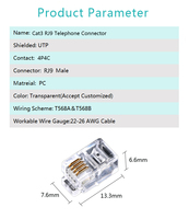 YBO cobre chapado en oro 4P4C RJ9 Modular Cat3 conector ecológico PC enchufe transparente teléfono Cable accesorio ISO9001