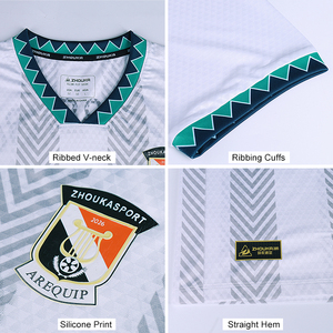 Maglia da Calcio Personalizzata di Alta Qualità, Traspirante, Bianca con Stampa <span class=keywords><strong>in</strong></span> Sublimazione, Manica Corta, Resistente, Collo a V, Uniforme da Calcio per Uomo - Product Image 3