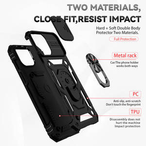 Coque de protection personnalisable 2-en-1 avec anneau coulissant pour appareil photo et support, compatible iPhone 17 Pro Max, 17, 16, 15, 14 – Étui arrière blindé - Product Image 2