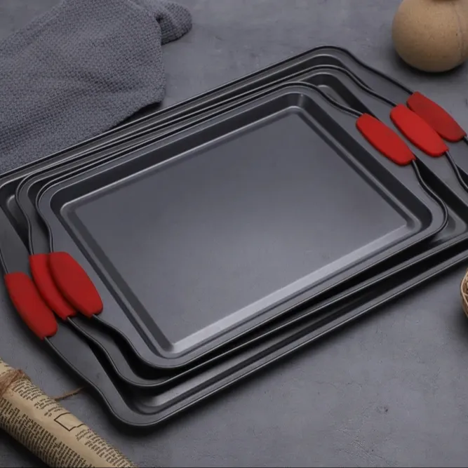 Oem thép carbon không dính Cookie tấm Pan 3 mảnh Baking bakeware Set cho lò sử dụng