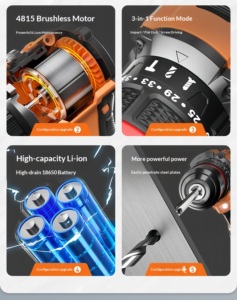 Mini trapano senza fili Brushless 16V, cacciavite elettrico autobloccante 50N.m, impostazioni di coppia 23 + 1, DIY OEM a 2 velocità - Product Image 6
