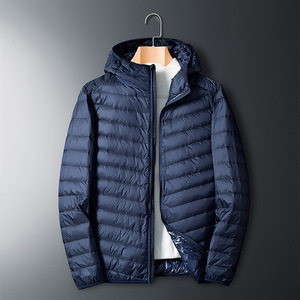 Manteau léger en plumes de canard pour hommes, imperméable, capuche en nylon, logo personnalisé, veste d'hiver bouffante à bulles, douillette pour l'extérieur - Product Image 4
