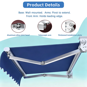 <span class=keywords><strong>Toldo</strong></span> Retráctil Clásico <span class=keywords><strong>para</strong></span> Exteriores, Tela de Sombra Sólida Personalizable, Protección Contra Viento, Sol y Lluvia - Product Image 5