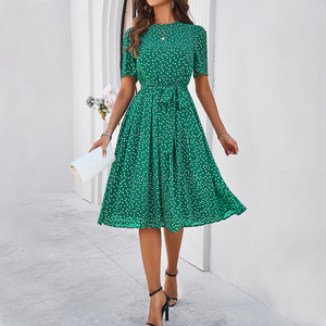 On Sale Green White Polka Dot Dress Velvet-Inspired Abaya Design |  Alibaba.com