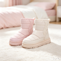 Bottes d'hiver confortables et isolées pour enfants, imperméables, à semelle profonde, avec fermeture auto-agrippante et doublure en fourrure, idéales pour l'école