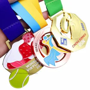 Business Medals Metal Souvenir Machine Die Casting Medals Manufacturer Custom Design Rainbow Round Ribbon Colour Medals