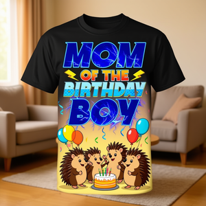 Ensemble de t-shirts promotionnels pour la fête de la famille Hedgehog, design assorti pour maman et l'anniversaire du gamin - Product Image 2
