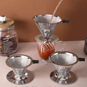 กรองกาแฟทรงกรวยแบบใช้ซ้ำได้ ทำจากสแตนเลส ทนทาน เป็นมิตรกับสิ่งแวดล้อม และอุปกรณ์ชงกาแฟ - Product Image 5