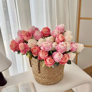 Bouquet de fleurs artificielles Elsa Rose, fleurs en soie jaunes, haute simulation, accessoire de décoration de mariage - Product Image 3