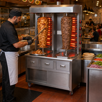 Machine à shawarma électrique commerciale à double rangée, en acier inoxydable, pour doner kebab, grill vertical, machine à rôtir les gyros