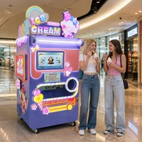 Máquina Expendedora Comercial de Helado Suave con Múltiples Opciones de Salsas y Compotas, Pago con Monedas y Código QR, Gestión Basada en la Nube