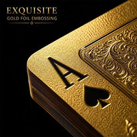 Jeu de cartes à jouer personnalisées avec feuille d'or, jeu de cartes de poker de luxe, design de logo personnalisé, boîte cadeau haut de gamme, 54 pièces