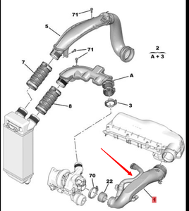 Tuyau d'admission turbocompressé pour Peugeot 308 408 <span class=keywords><strong>508</strong></span> 3008 4008 5008 Citroen C4 C5 1.6T OE 9811908380 1440Q6 9811909980 V763335580 - Product Image 2