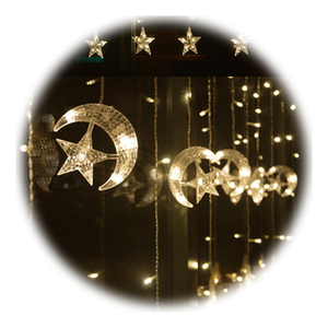 Cortina <span class=keywords><strong>de</strong></span> <span class=keywords><strong>luces</strong></span> Led con forma <span class=keywords><strong>de</strong></span> luna y estrellas, iluminación decorativa para exteriores, para bar - Product Image 5