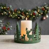 Porte-bougie votif en métal vert de grande taille, à thème de Noël, pour la décoration de la maison