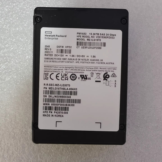 P42575-005 PM1653 15.36TB 24GB SAS SSD MZILG15THBLA-00AH3