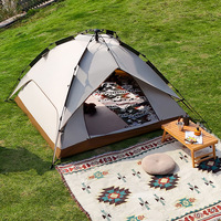 Tente de camping double couche entièrement automatique pour l'extérieur, portable, rapide à monter, idéale pour les séjours de nuit.