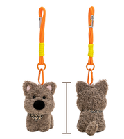 Porte-clés en peluche doux et écologique, motif chiot West Highland avec nœud mignon, poupée en peluche moelleuse