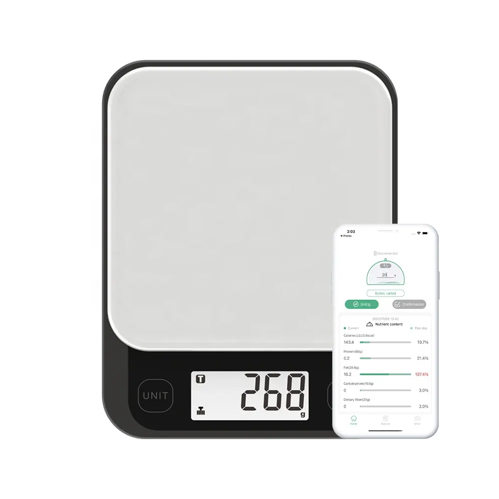 Balança de cozinha de pesagem digital, balança eletrônica de dente azul para cozinha