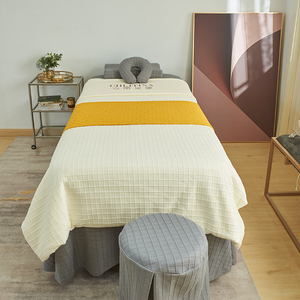 Atmosphère romantique vérifier modèles beauté <span class=keywords><strong>lit</strong></span> 4 pièces ensemble couleur unie <span class=keywords><strong>couvre</strong></span>-<span class=keywords><strong>lit</strong></span> Salon de beauté ensemble corps SPA Massage Table couverture ensemble - Product Image 3