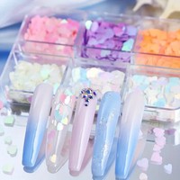 Nail Charms Glitter Heart Sequins Sticker Nail Decoration Colorful Heart Flakes Nail Art Supplies