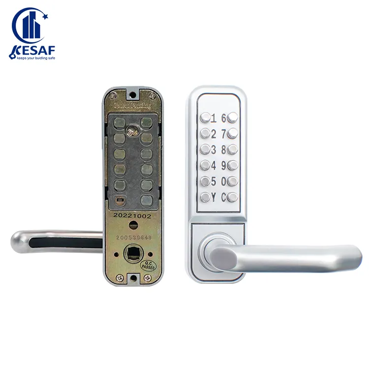 Fechadura digital com botão de pressão para maçaneta de porta, código mecânico de aço inoxidável de alta segurança sem chave e senha