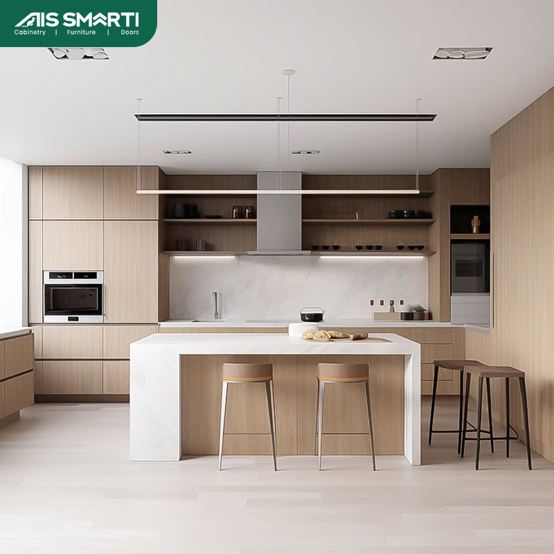 2025 Custom Modern Kitchen Cabinets Solid Wood Color Melamine MDF ...