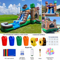 Château gonflable commercial avec toboggan aquatique double piste, piscine à jets d'eau, structure de saut en PVC pour la location événementielle